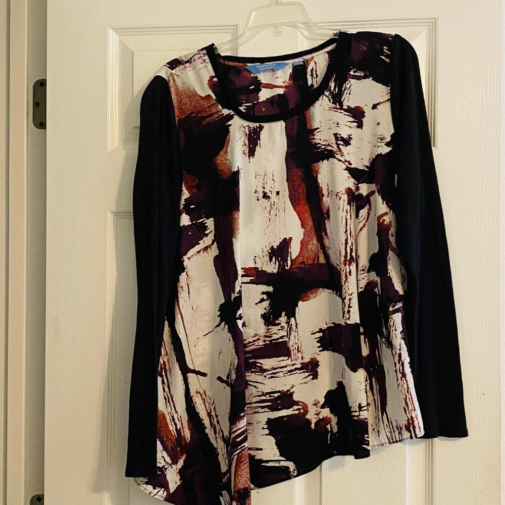 Simply Vera Vera Wang Black and Cream Abstract Blouse